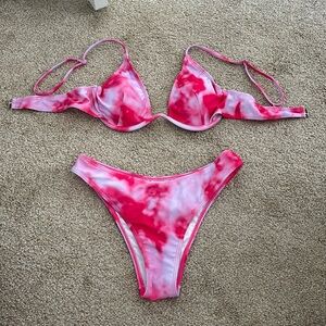SHEIN Swim Summer Beach Tie-Dye Underwire Bikini Set- Size Small